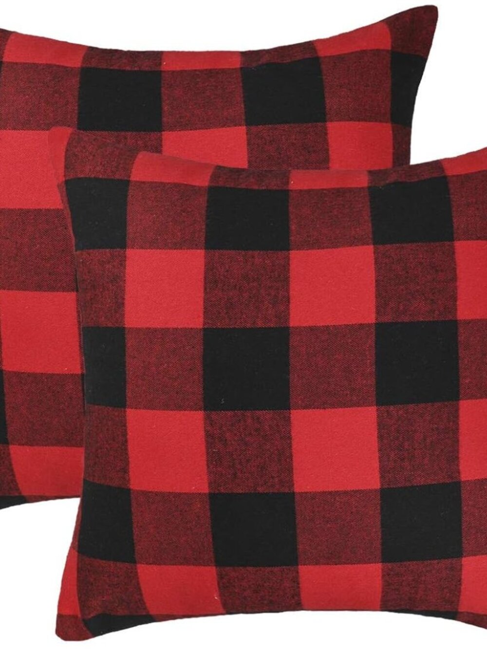 Christmas Buffalo Plaid Throw Pillow Covers 18x18 Red and Black Set of 2